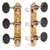 Sloane Classical Guitar Tuners with Ebony Knobs and Leaf Baseplates, Bright Brass, White Rollers